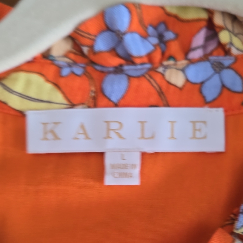 Karlie Orange and White Pleated Sundress - Picture 3 of 5